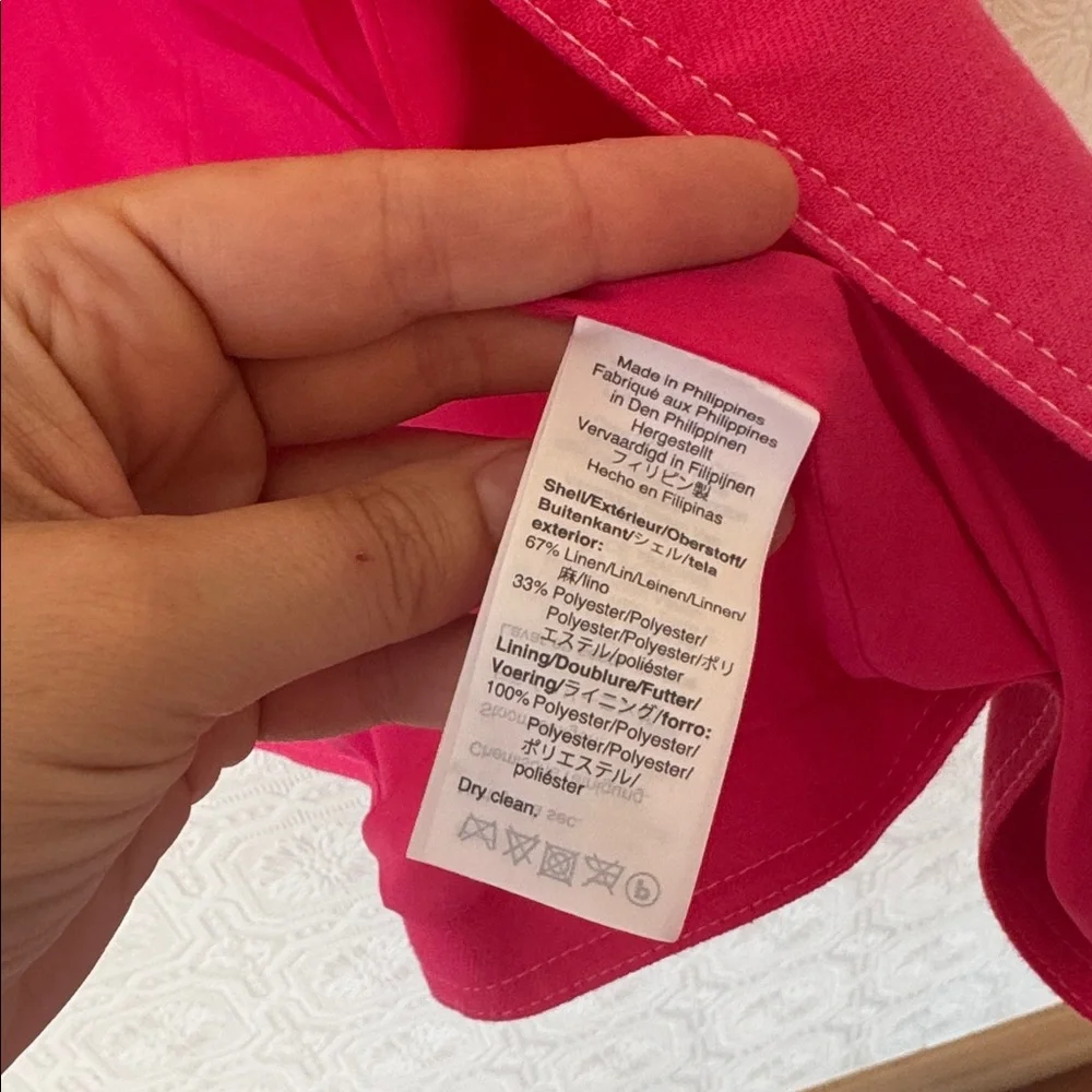J. Crew Going-Out Blazer in Stretch Linen Fuschia Pink Size 12 - Picture 9 of 10